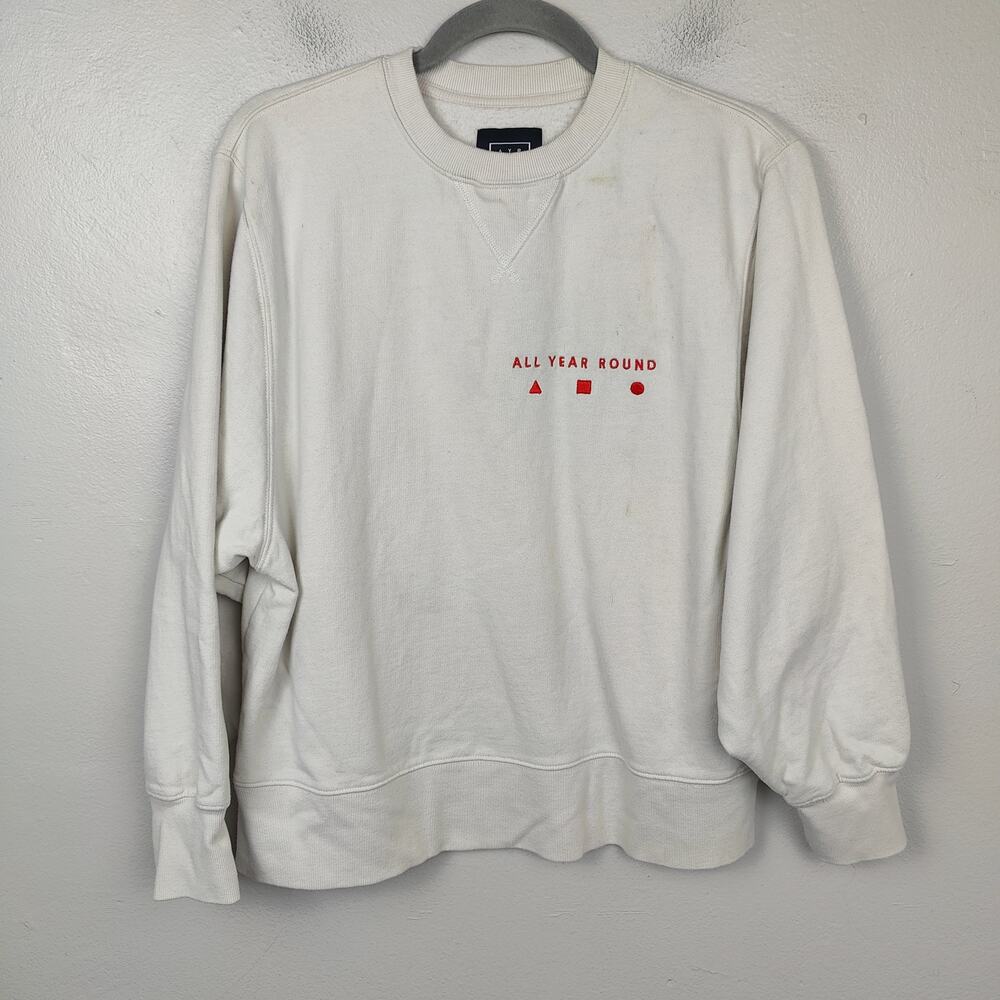Ayr Sweatshirt Womens Small Off-White Fleece Pullover All Year Round Preppy